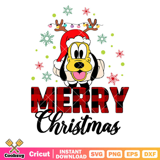 Pluto head red merry christmas svg