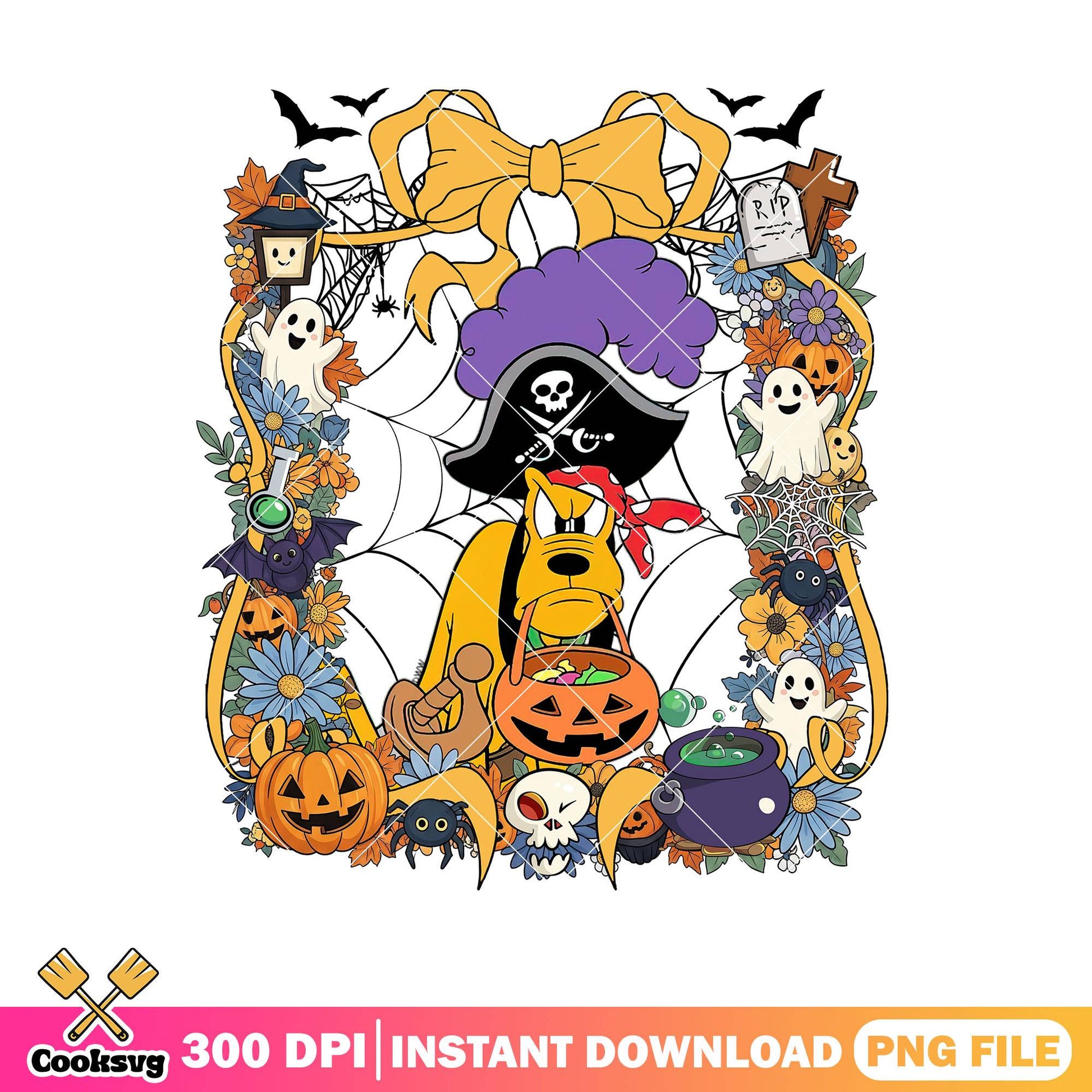 Pluto pirate design png, horror pluto png, halloween pluto png