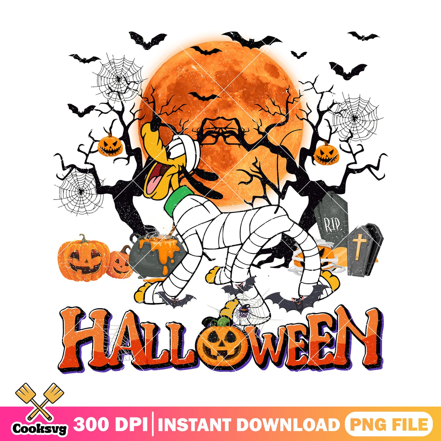 Pluto undead wrap png, disney halloween png, scary cartoon png
