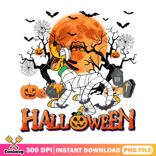 Pluto undead wrap png, disney halloween png, scary cartoon png