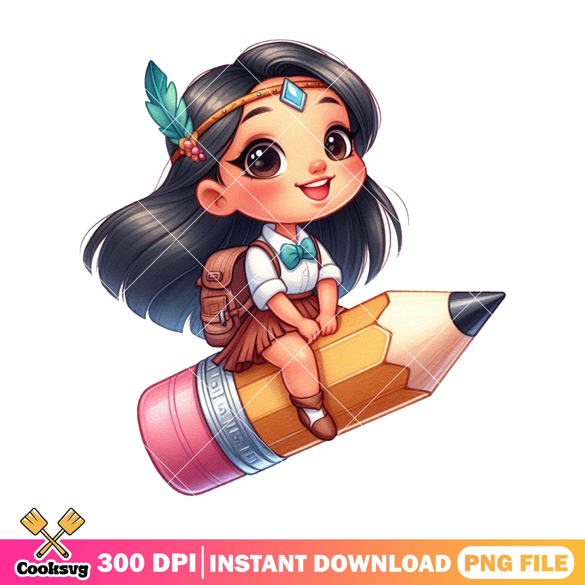 Pocahontas big pencil png, disney cartoon png,​​ go back to school png