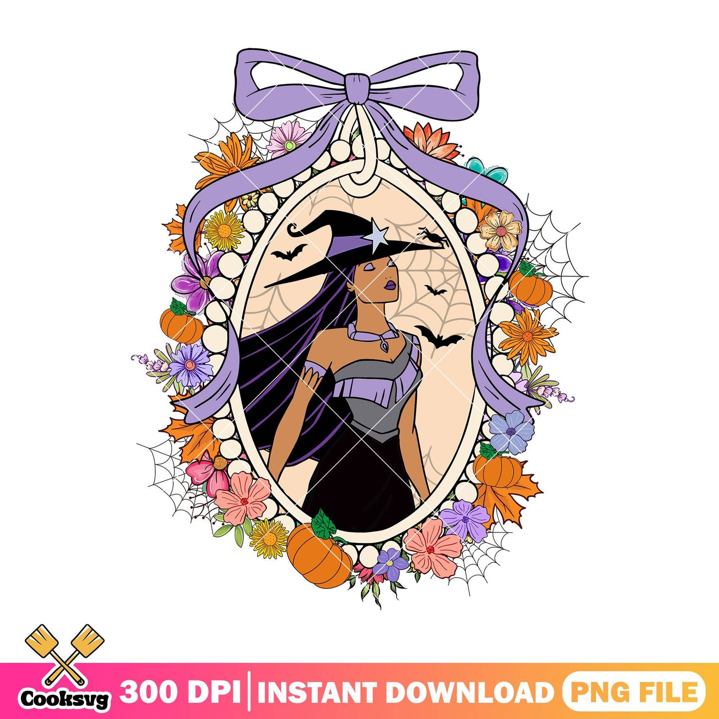 Pocahontas cosplay witch design png, pocahontas cute png, halloween png
