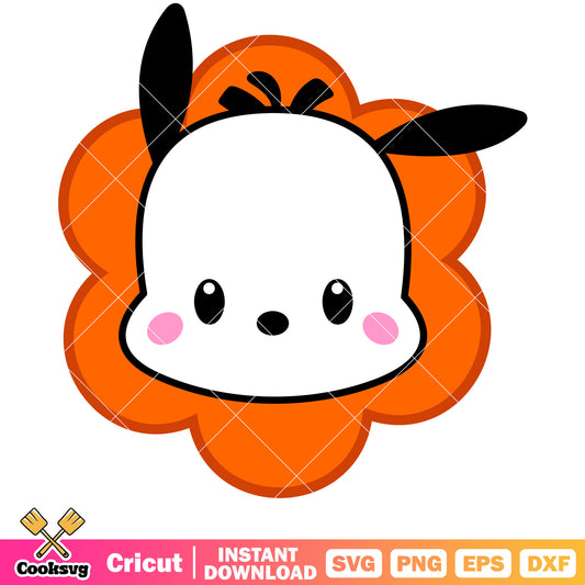 Pochacco face flower svg, pochacco cartoon​ svg, sanrio svg