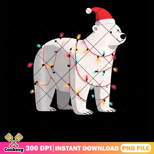 Polar bear christmas png, santa hat png, merry christmas png