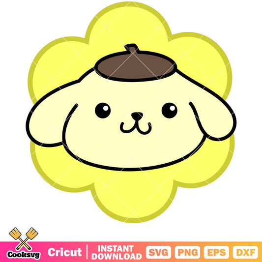 Pompompurin face flower svg, sanrio hello kitty svg, sanrio cartoon svg
