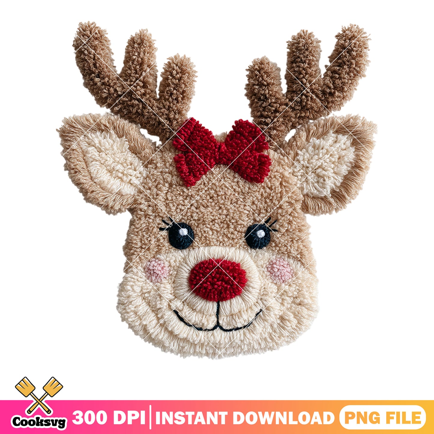 Pom pom reindeer png, christmas png, rudolph christmas decor​ png