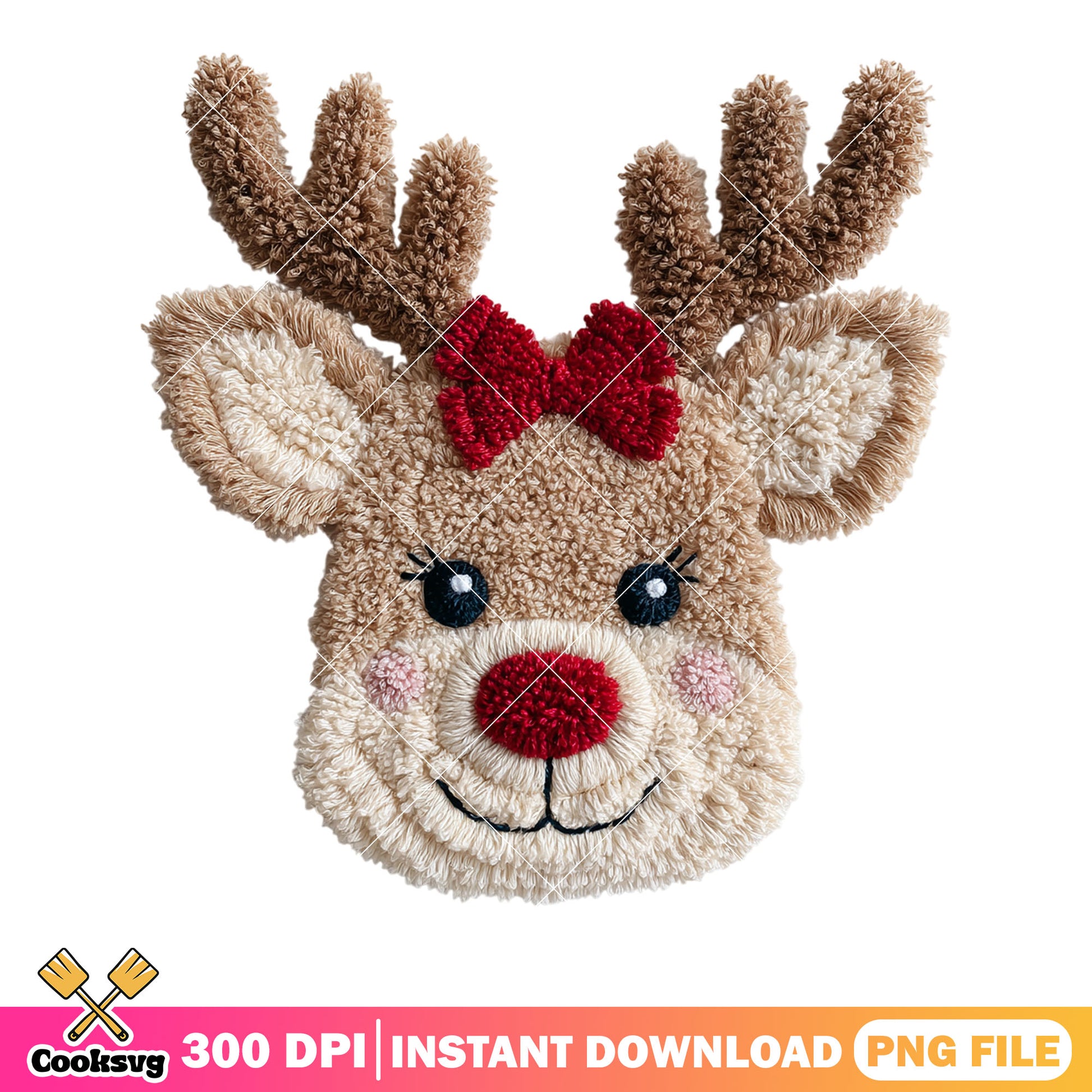 Pom pom reindeer png, christmas png, rudolph christmas decor​ png