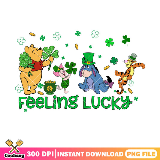 Pooh and friends feeling lucky png, winnie the pooh a bear​ png