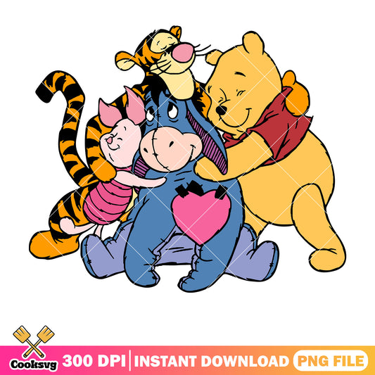 Pooh and friends happy valentine png, pooh bear valentine png