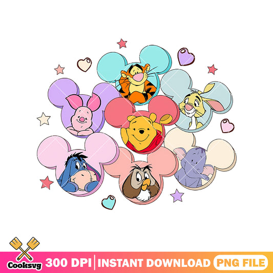 Pooh and friends in valentine png, pooh valentine png, disney valentine png