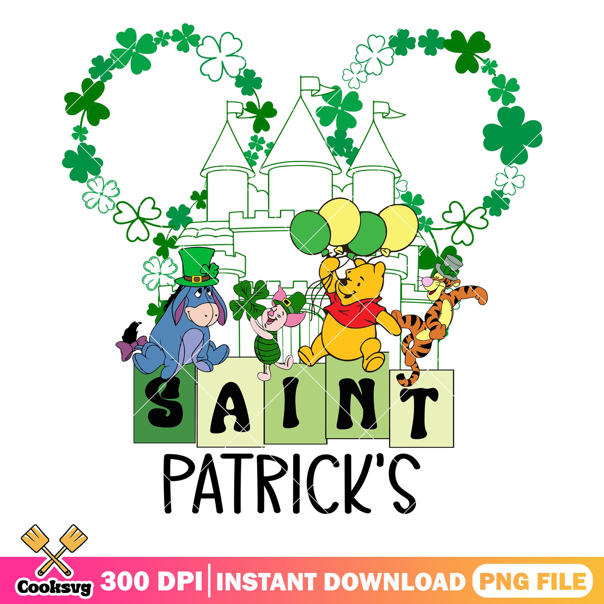 Pooh and friends saint patrick png, pooh and friends png