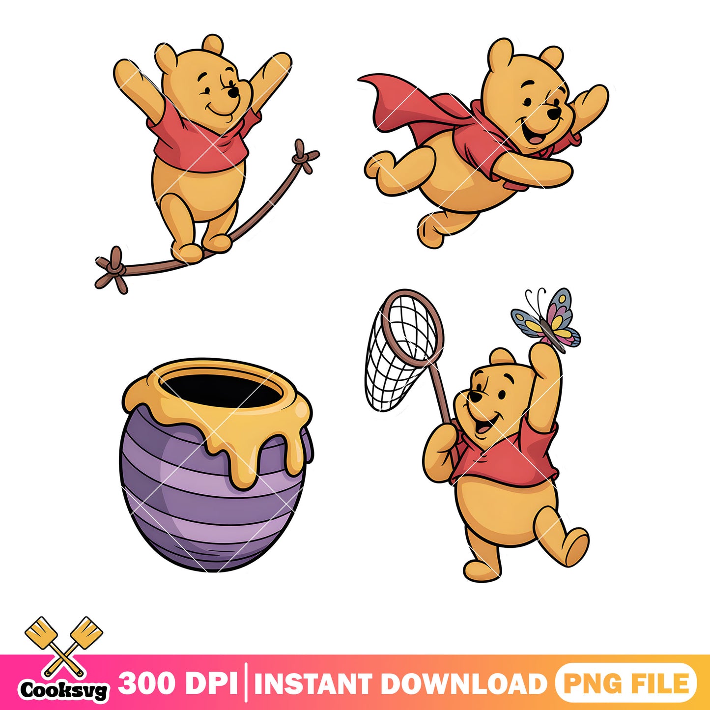 Pooh and hunny poster png, disney pooh bear png,​ vintage pooh png