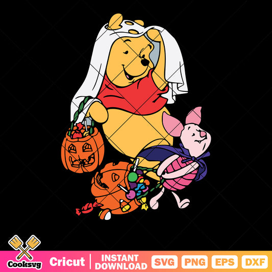 Pooh and piglet svg, jack o lantern svg, ghost blanket svg