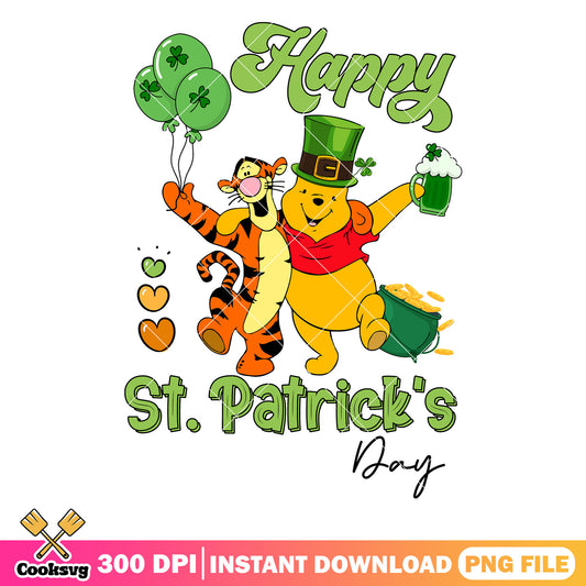 Pooh and tiger patrick day png, winnie the pooh png, patrick day png