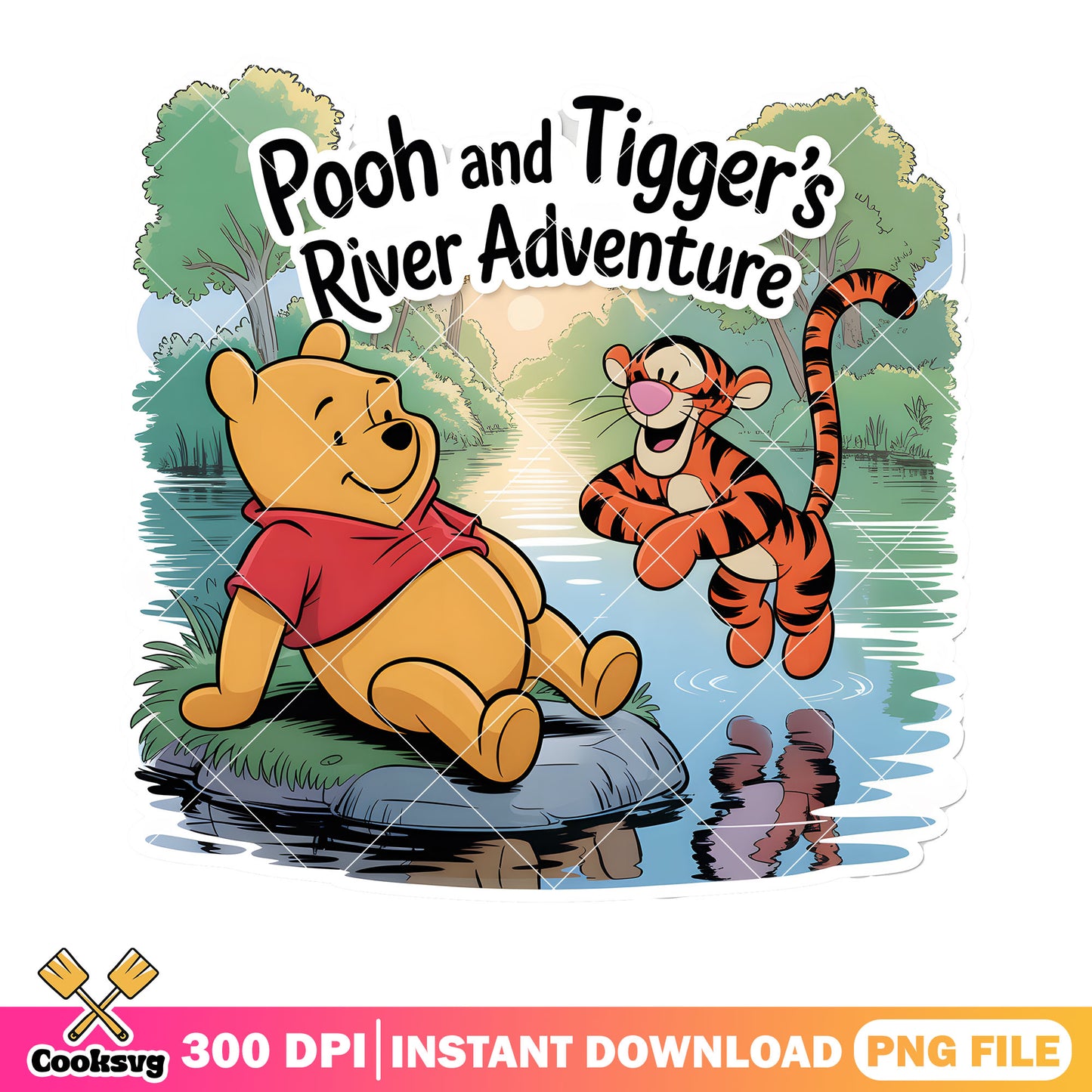 Pooh and tigger river adventure png, disney tigger png, pooh bear png