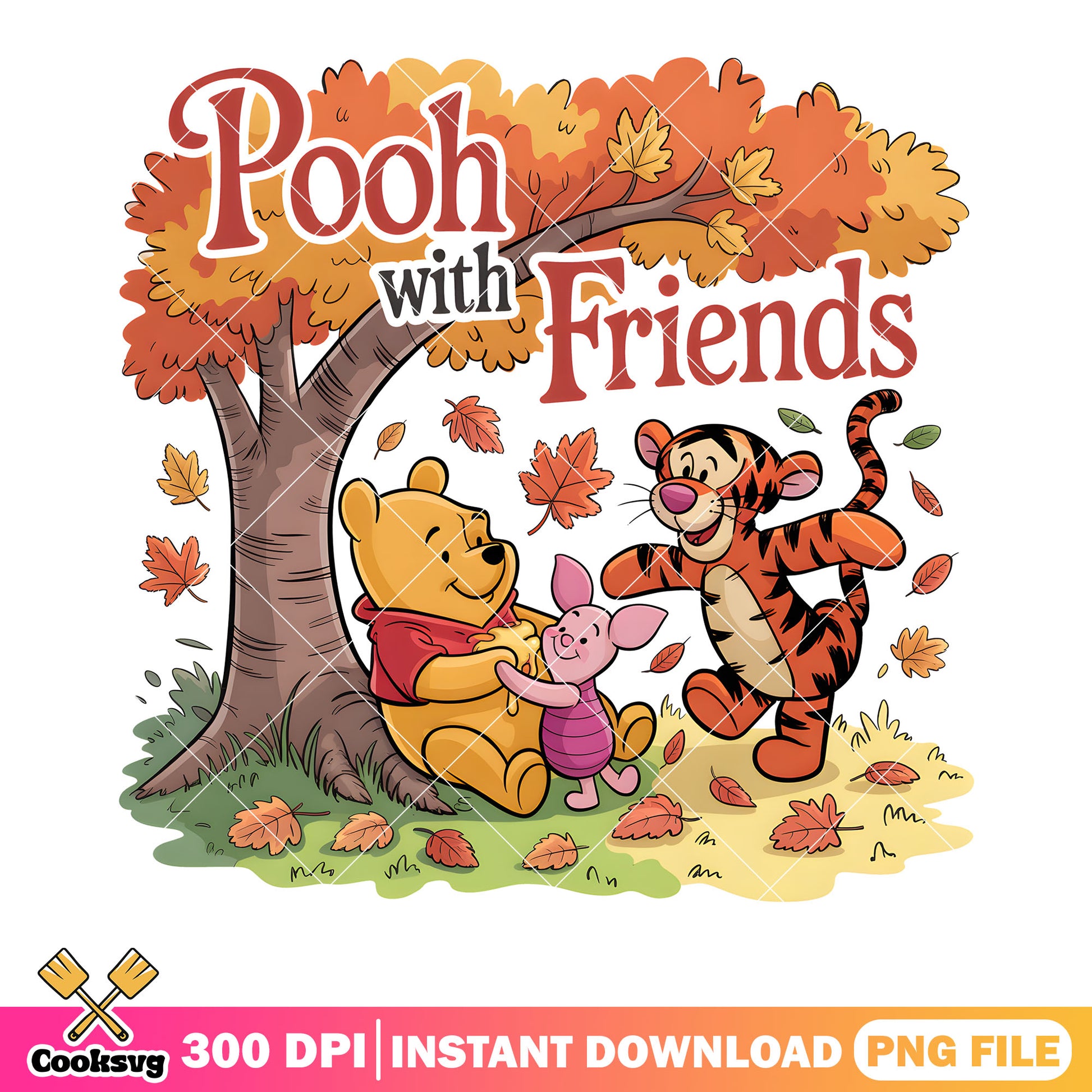 Pooh autumn with friends png, winnie the pooh png, pooh friends png