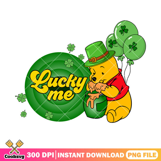 Pooh bear and honey lucky me png, lucky near me png, winnie the pooh png