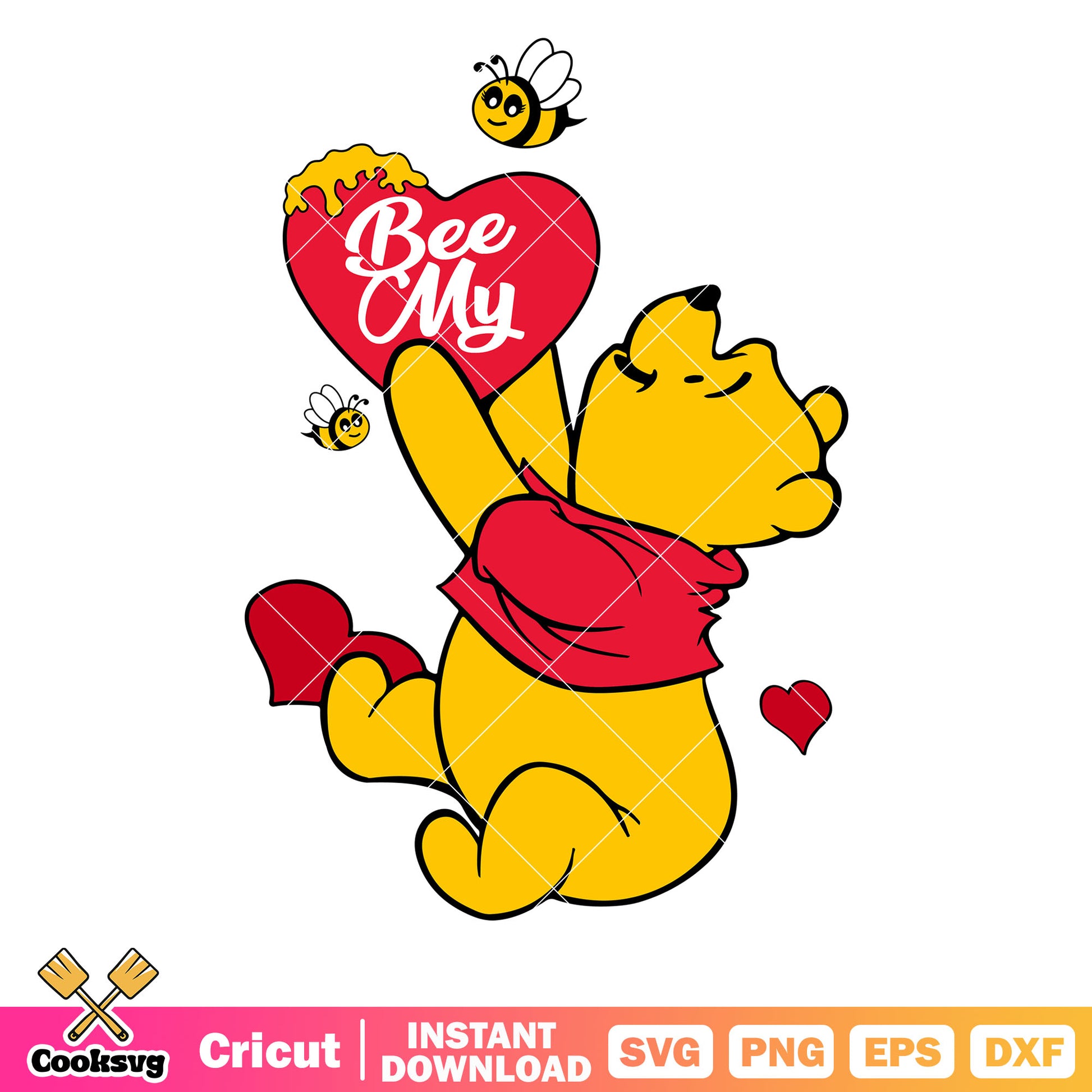 Pooh bear bee my valentine svg, winnie the pooh valentines​ svg