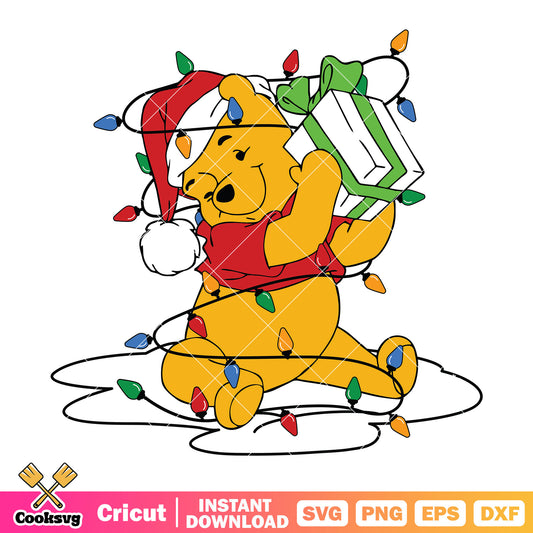 Pooh bear christmas lights disney svg