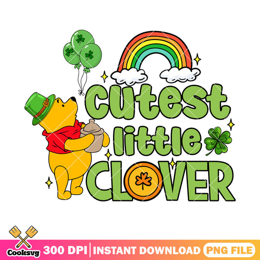 Pooh bear cutest little clover png, four leaf clover​ png