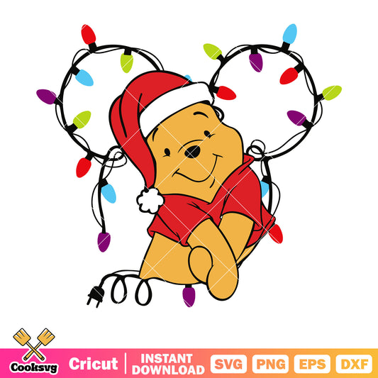 Pooh bear disney christmas lights svg