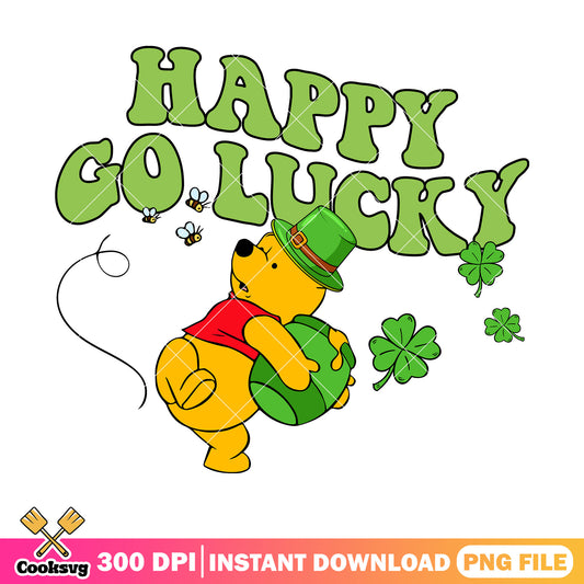 Pooh bear happy go lucky png file, how lucky i am pooh​ png