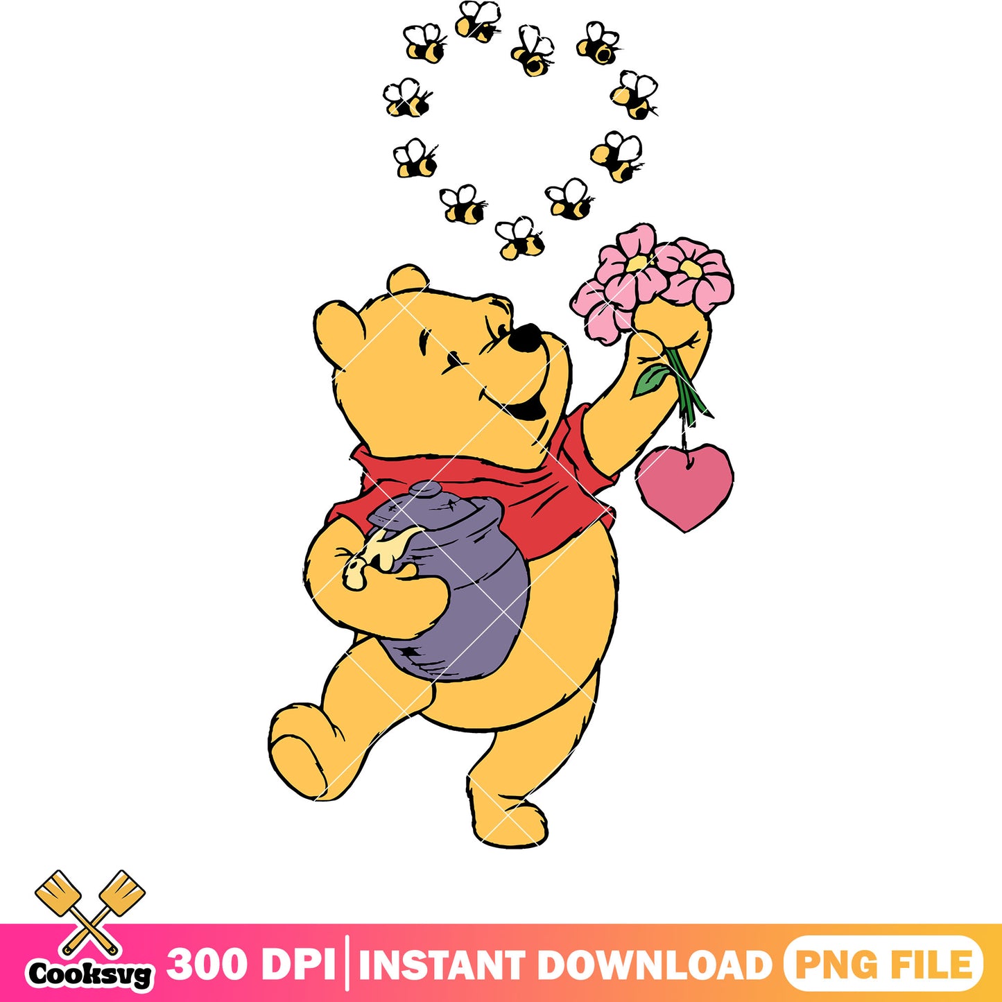 Pooh bear valentine png file, pooh valentine png, winnie the pooh png