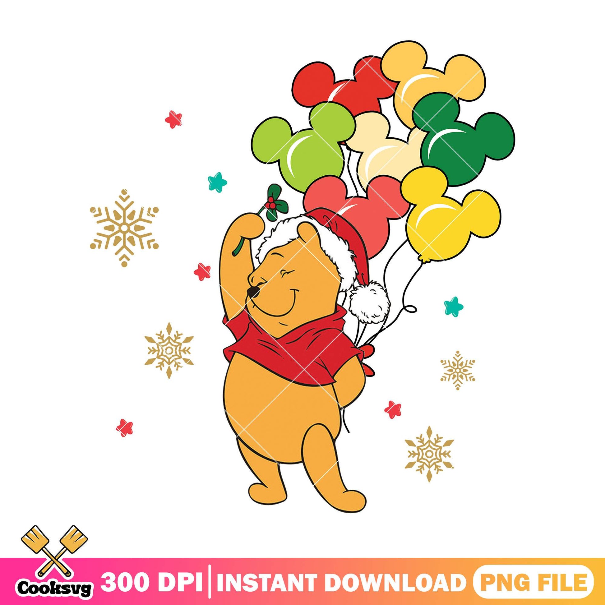 Pooh christmas balloon png, christmas gifts​ png, pooh the bear png