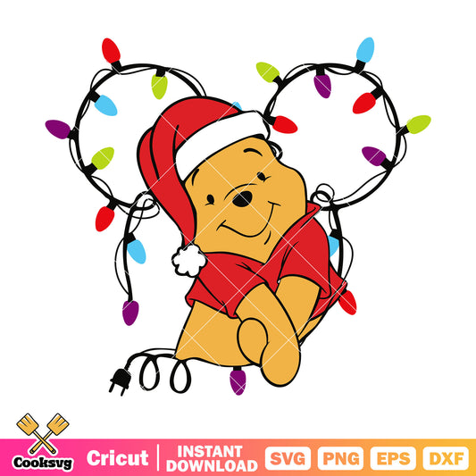 Pooh christmas lights disney svg