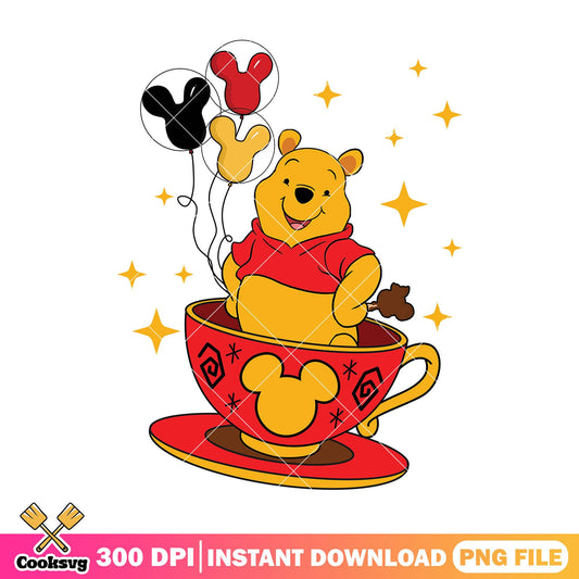 Pooh cup of tea png, winnie the pooh​​ png, disney drinks png