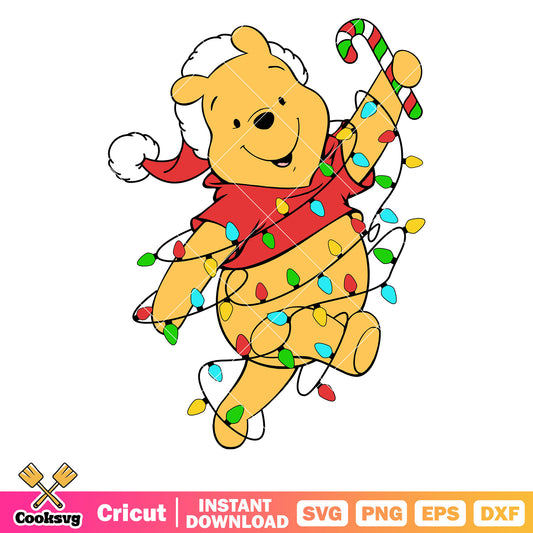 Pooh disney christmas lights svg