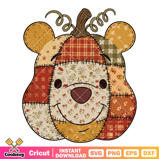 Pooh disney head pumpkin svg, pooh halloween svg, pooh pumpkin svg