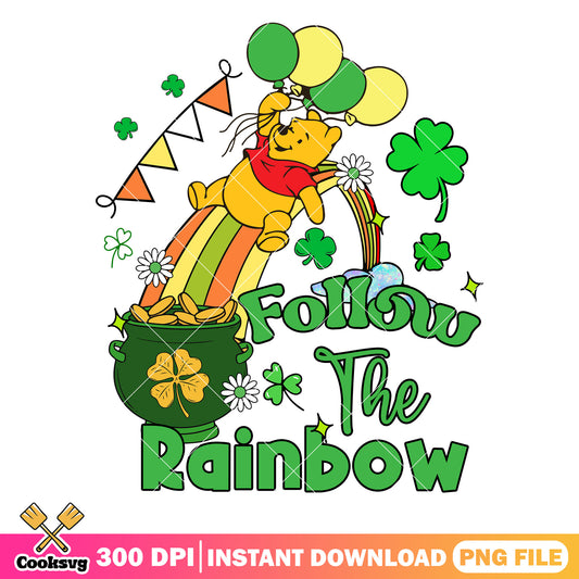 Pooh follow the rainbow png, st patricks day rainbow​ png