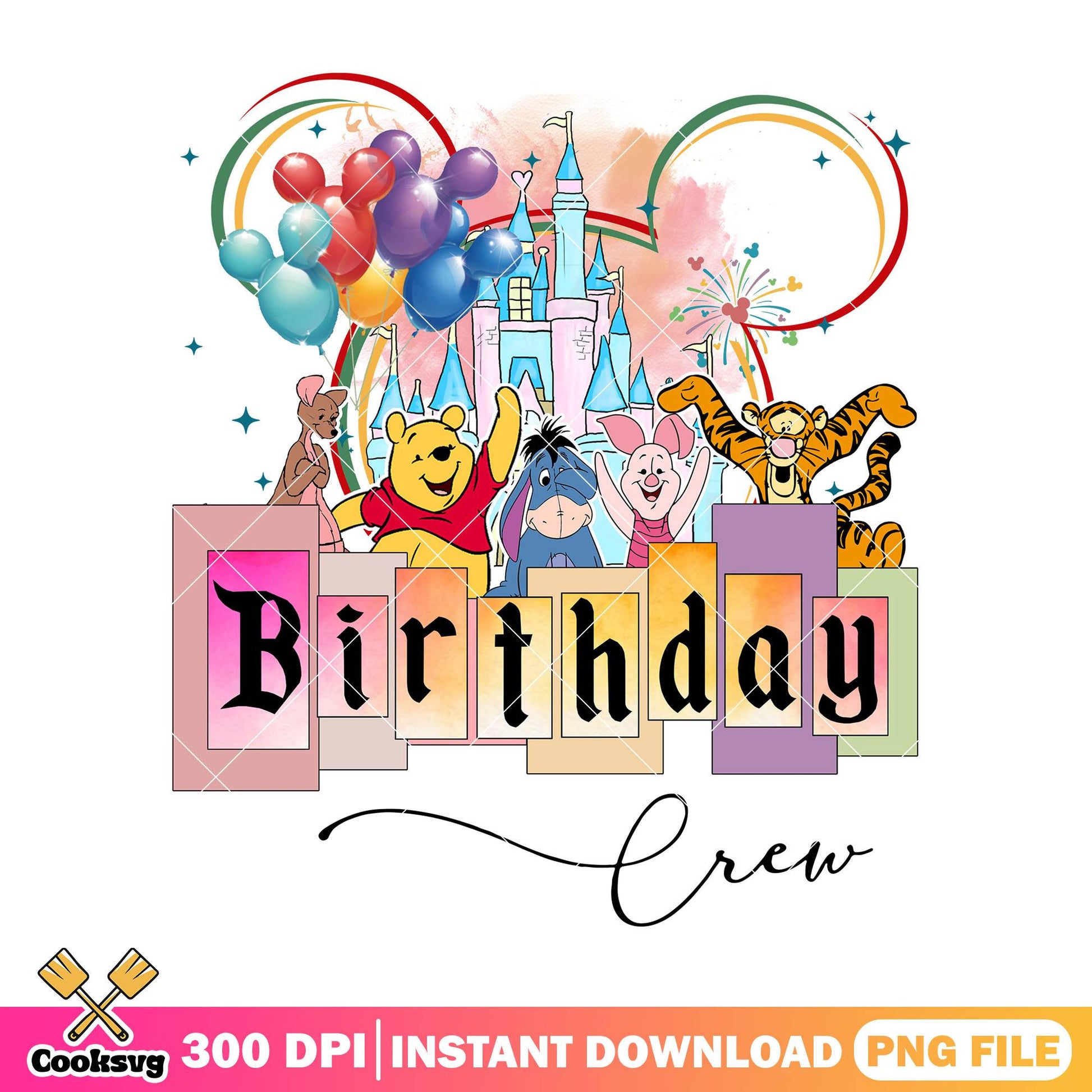 Pooh friends birthday crew png, birthday party​​ png, winnie pooh​ png