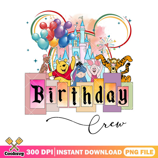 Pooh friends birthday crew png, birthday party​​ png, winnie pooh​ png