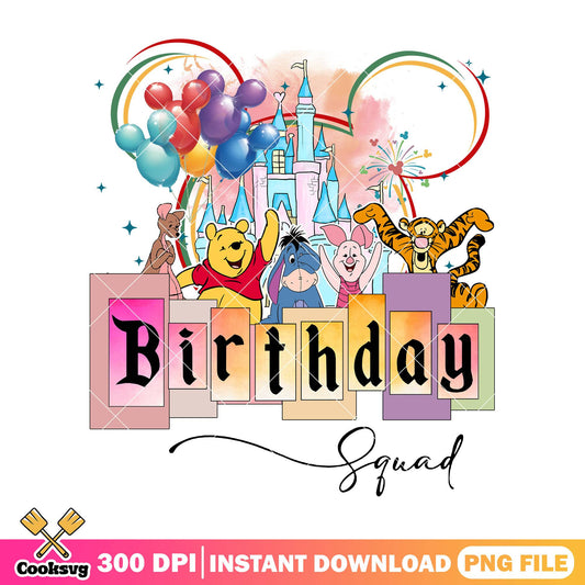 Pooh friends birthday squad png, birthday cake​ png, winnie the pooh png
