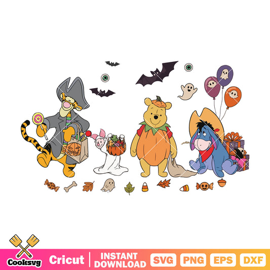 Pooh friends halloween season svg, pooh halloween svg, pooh bear svg