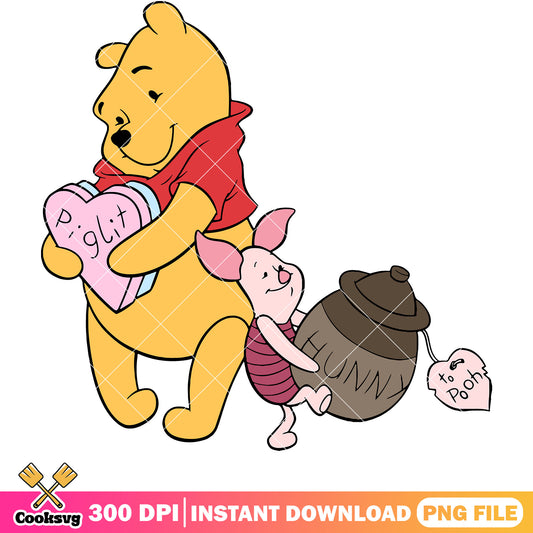 Pooh friends hunny valentine png, pooh valentine png, winnie the pooh png