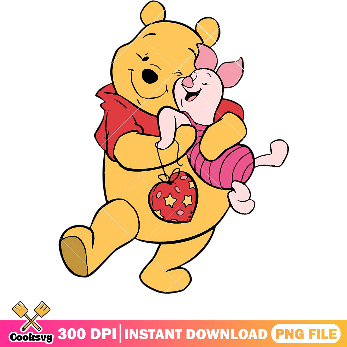 Pooh love piglet valentine png, pooh valentine png, winnie the pooh png