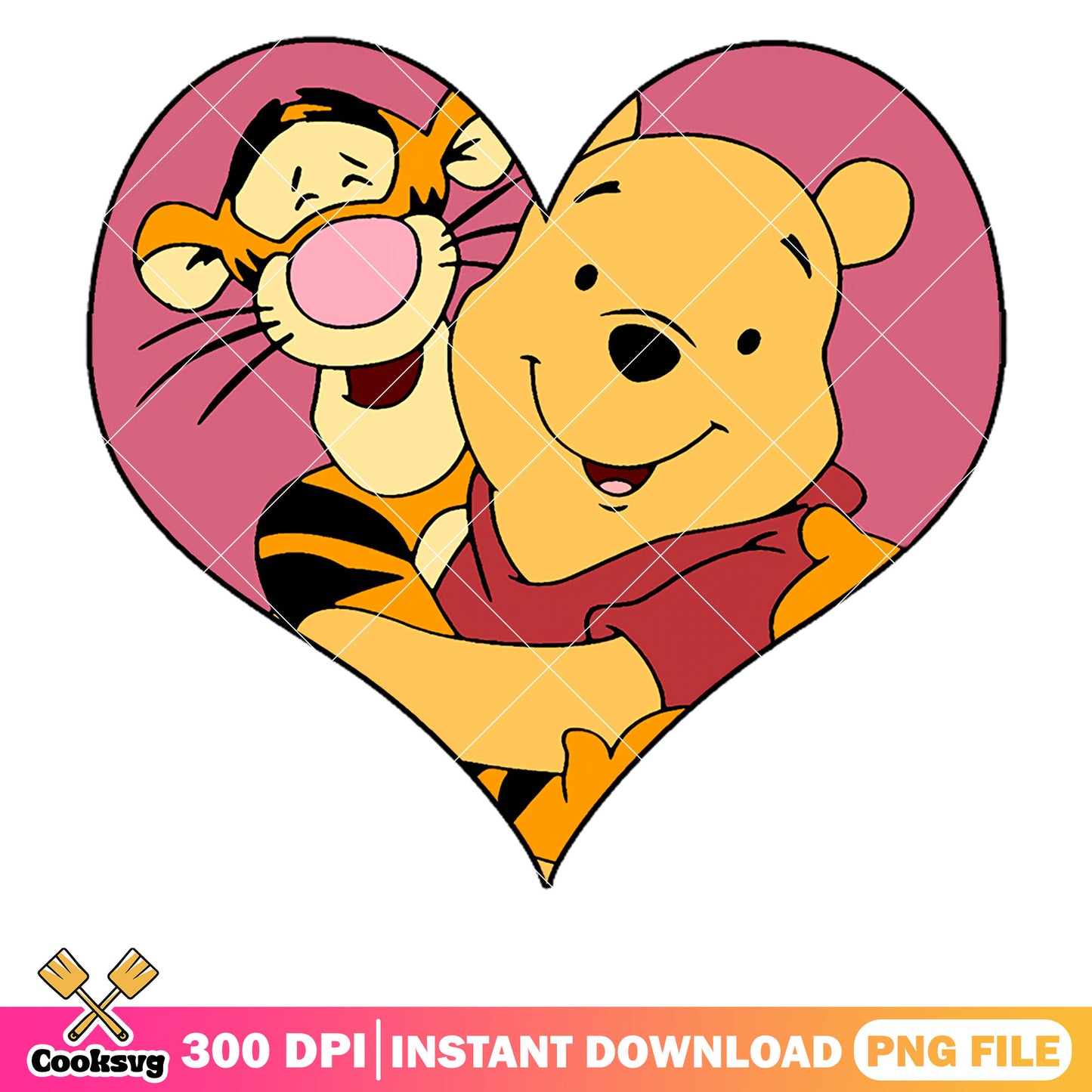 Pooh love tigger valentine png, pooh valentine png, winnie the pooh png