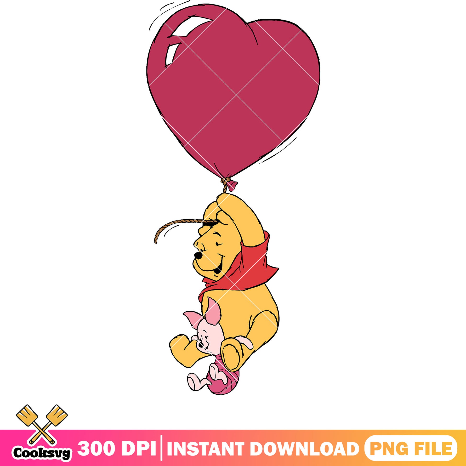 Pooh piglet balloon valentine png, pooh valentine png, winnie the pooh png