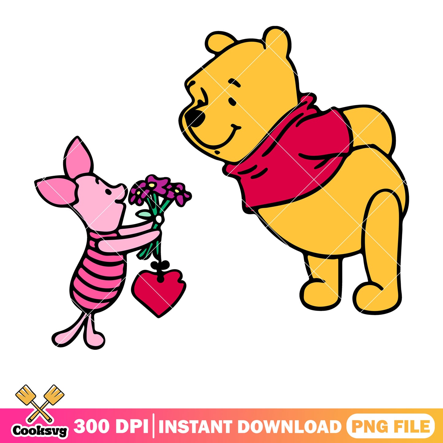 Pooh piglet in valentine png, pooh valentine png, winnie the pooh png