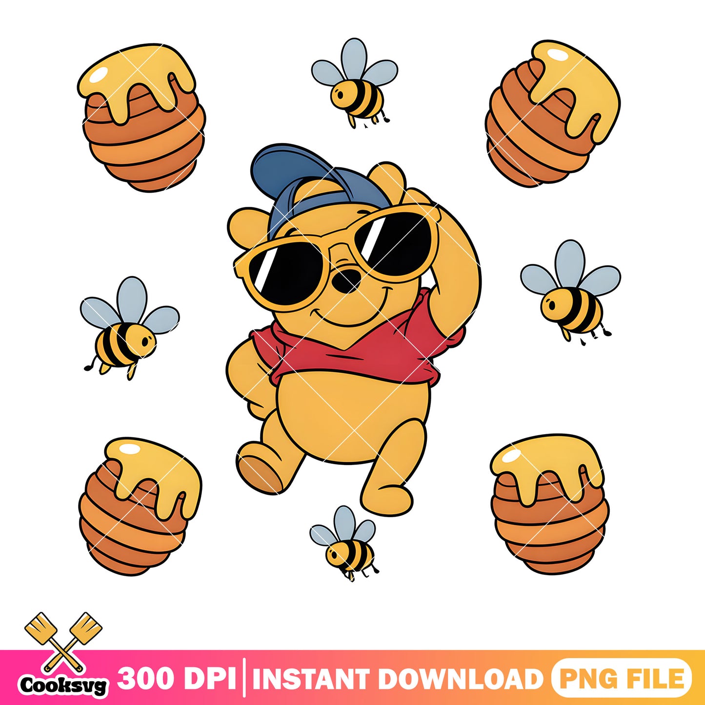 Pooh poster nerd png, winnie the pooh png,​ cute pooh bear​ png