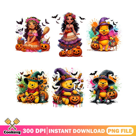 Pooh the winnie and png bundle, jack o lantern​ png, witches hat png
