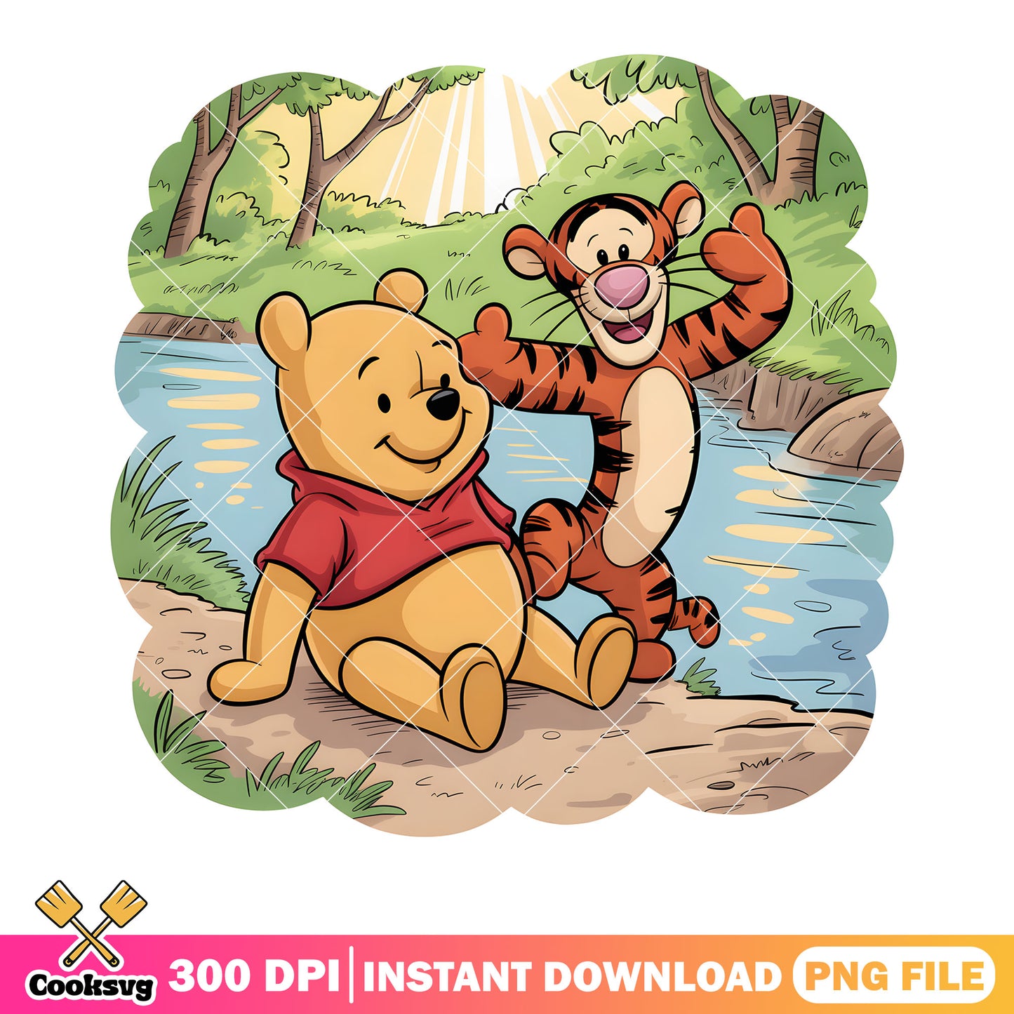 Pooh tiger beside river png, disney tiger png, winnie the pooh png