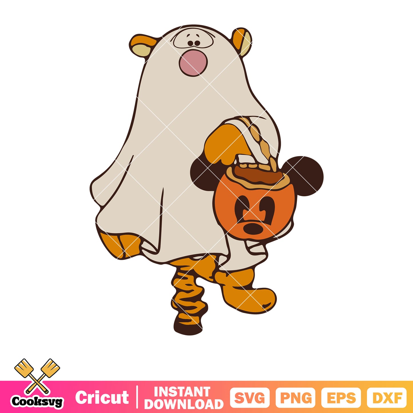 Pooh tiger ghost halloween svg