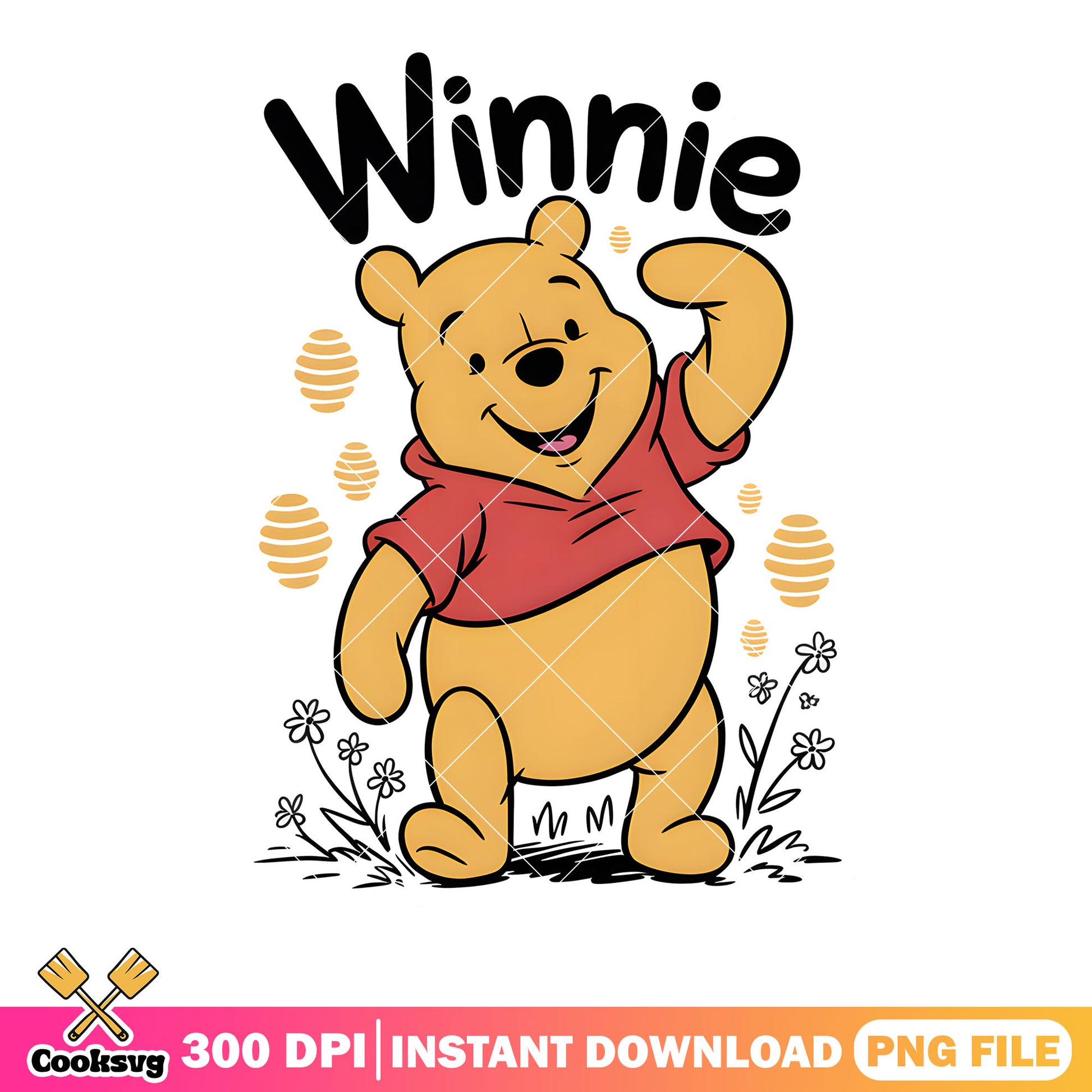 Pooh vibes honey corn poster png, winnie pooh png,​ vintage pooh png