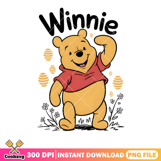 Pooh vibes honey corn poster png, winnie pooh png,​ vintage pooh png
