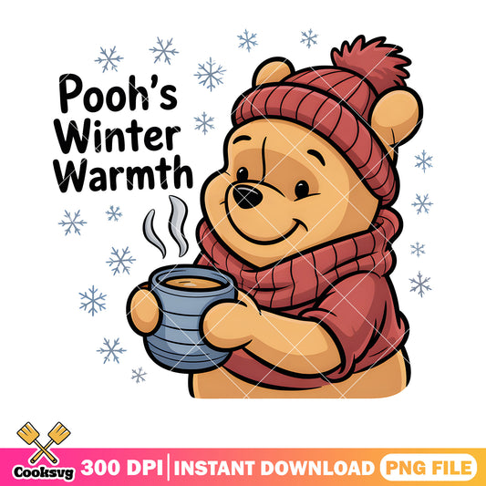 Pooh winter warmth png, winter vibes png, winnie the pooh png