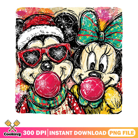 Pop art christmas minnie mickey png, mickey and friends png, christmas png